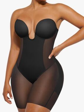 SHAPELLX Strapless Shapewear Deep Plunge Corset Tummy Control Backless Small S+